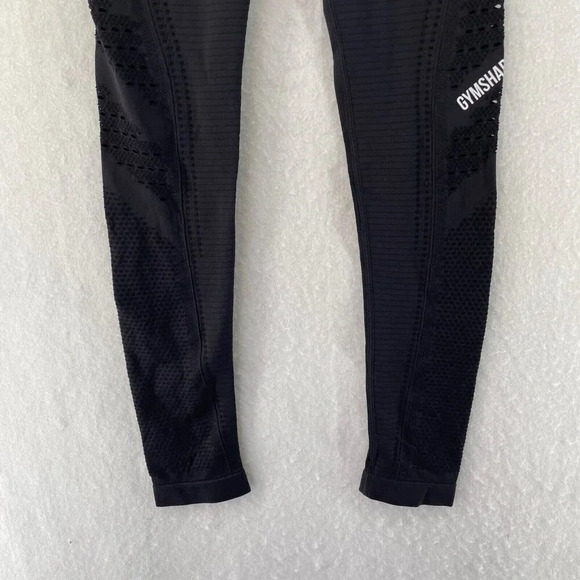 Gymshark Leggings Women's Sz S Black Energy Seamless High-Rise Eyelet Stretch - Picture 7 of 9